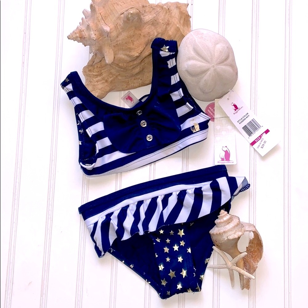 Rugged Bear Bikini  New Navy Blue & White Sailor Bathing Suits Multiple …